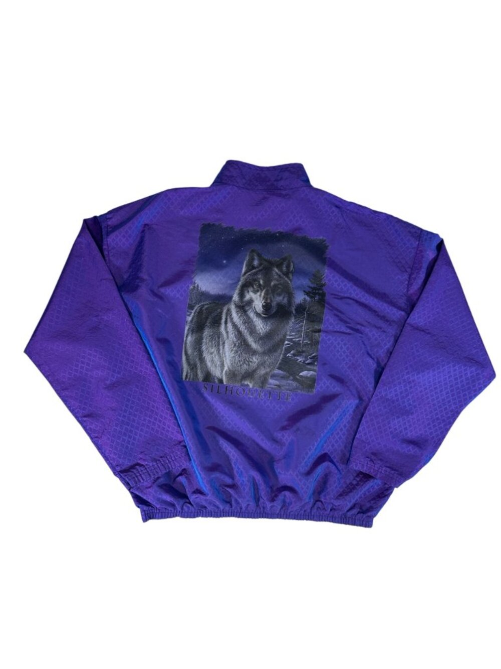 Vintage 90s SURF STYLE Nylon Windbreaker SILHOUETTE Wolf Series Quarter Zip - Picture 2 of 7